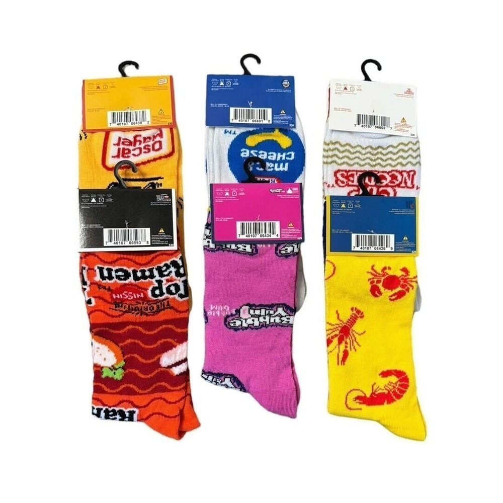 Odd Sox Novelty Crazy Socks Noodles Hot Dogs Gum Mac Cheese Mens Sz 6-12 Crew - Picture 6 of 6